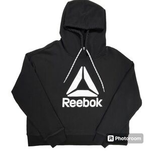 Reebok Black Crop Hoodie Sweatshirt Size Medium Women's